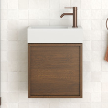 Cali 460mm Walnut Wall Hung Vanity with Basin & Shaving Cabinet Package